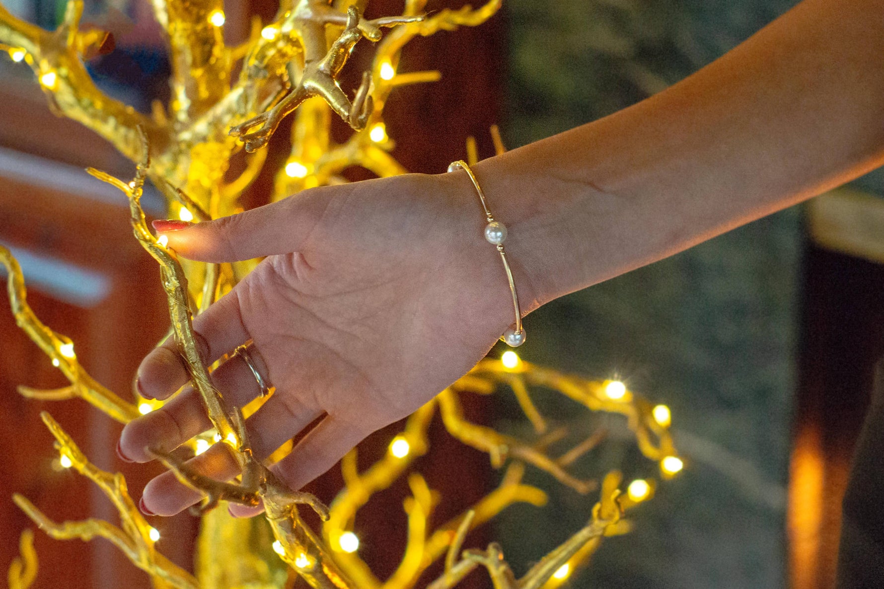 8mm White Blessing Bracelet with Gold Filled Tubes
