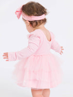 Baby Girls Pink Flutter Tulle Long Sleeve Twirl Romper: Pink / 18-24m