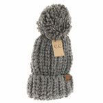 CC Chunky Knit Yarn Pom Beanie Taupe Mix