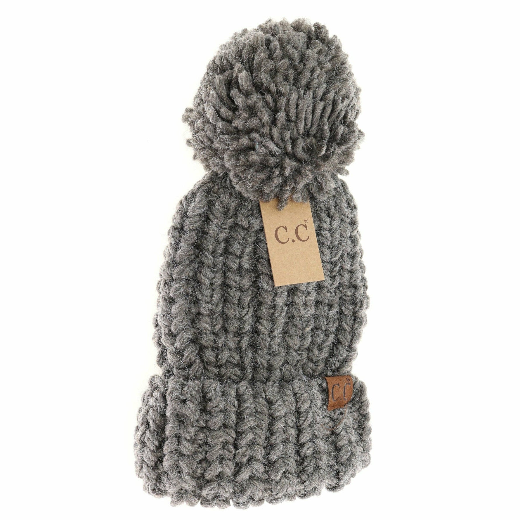 CC Chunky Knit Yarn Pom Beanie: Black