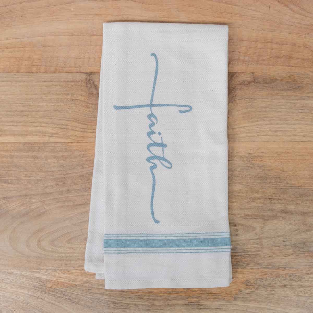 Faith Hand Towel   Cream/Blue   20x28