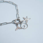 Stainless Steel Paperclip with Charm Keeper Chain Bracelet: Gold / 6.5"