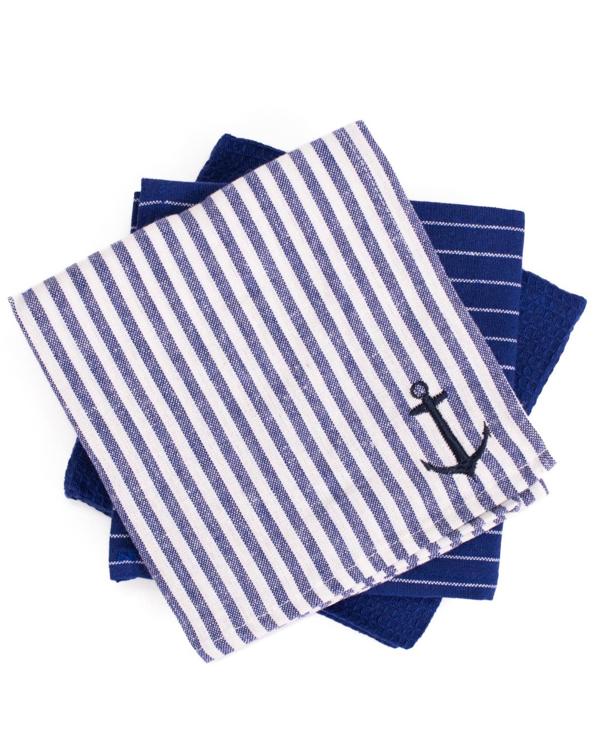 Anchor Hand Towel Set   Navy/Soft White   20x28   Set of 3
