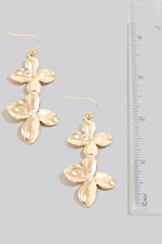 Double Metallic Flower Dangle Hook Earrings