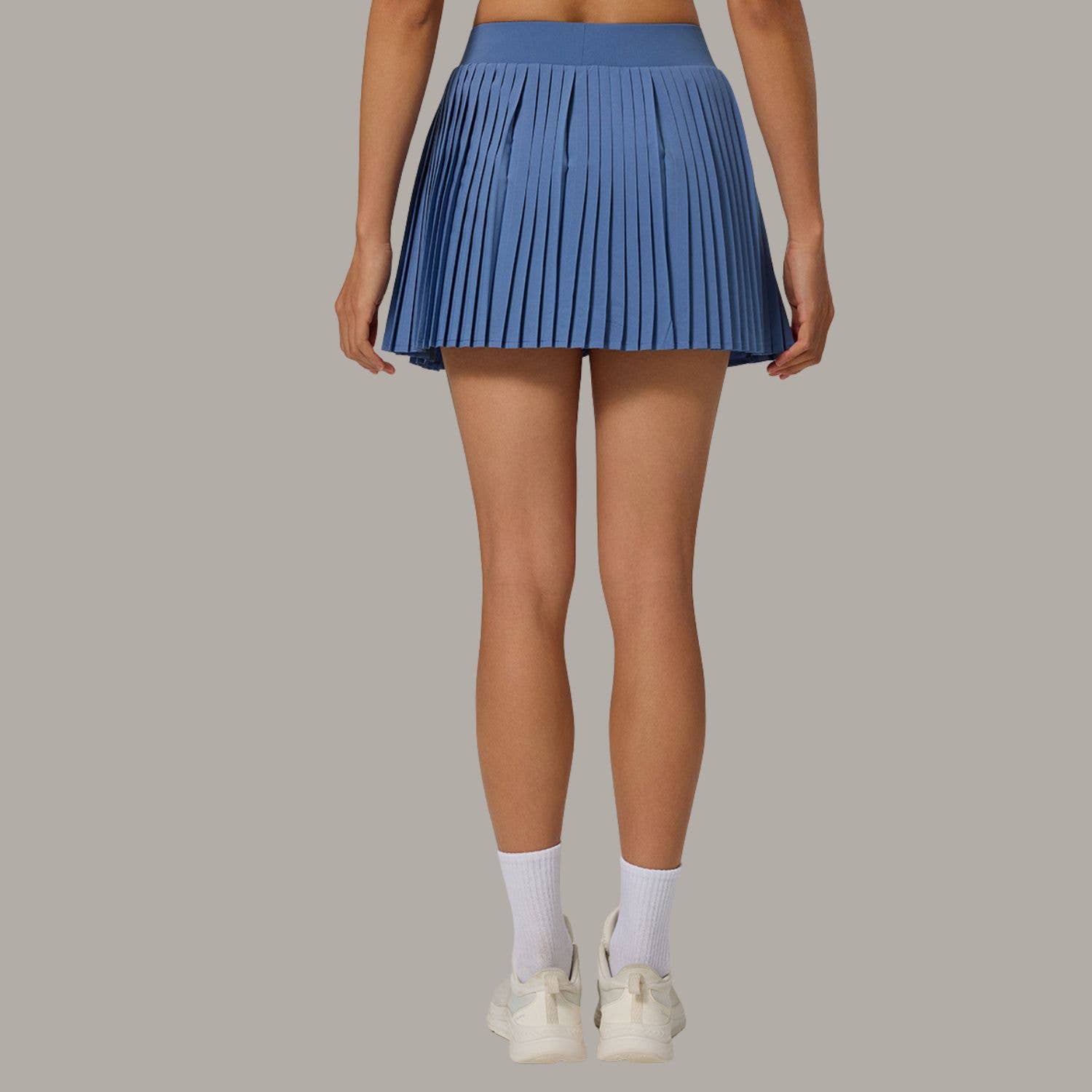 High Waist Pleated Tennis Skirt: Blue / M