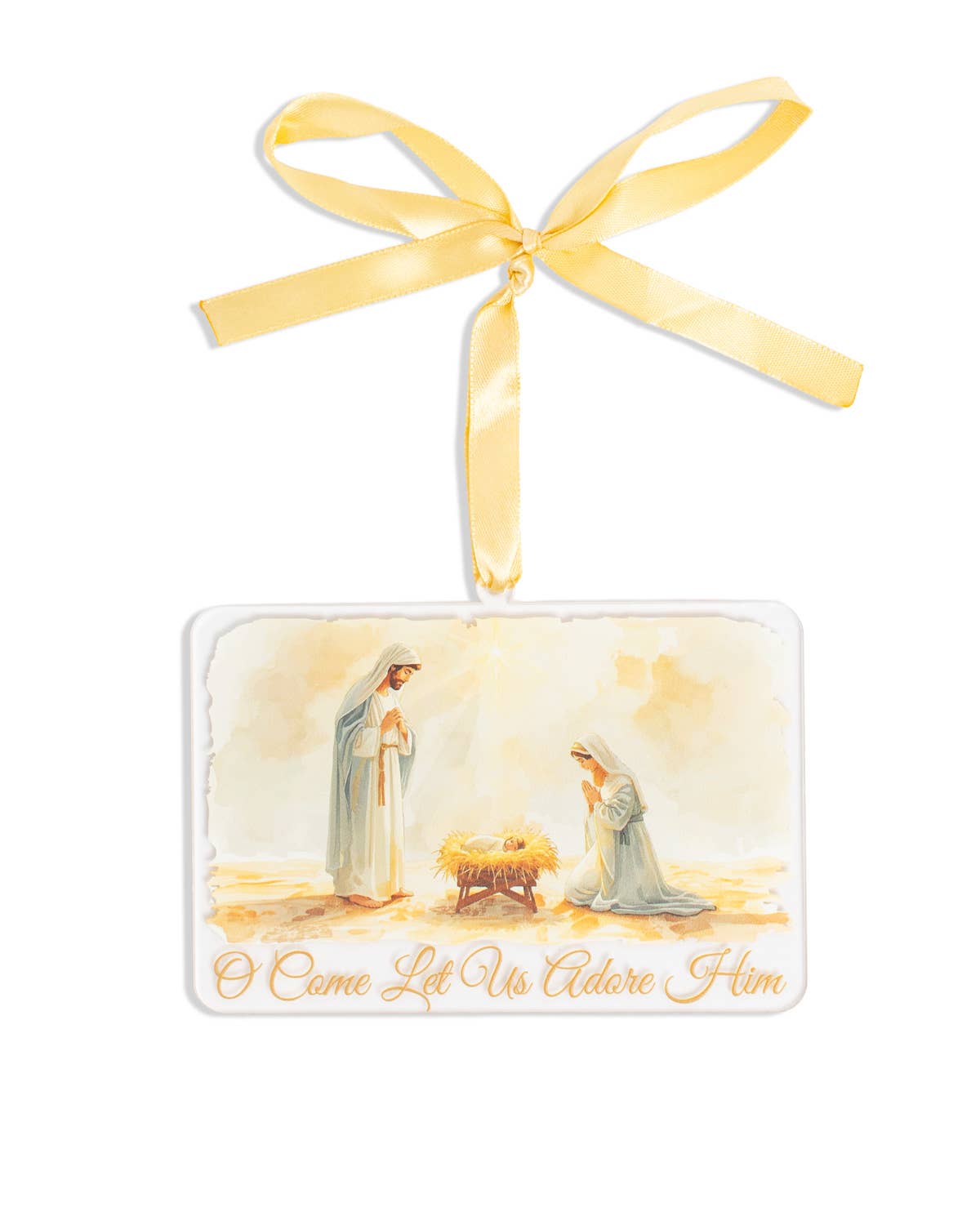 Let Us Adore Him Acrylic Ornament   Multi   4.5x3