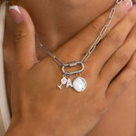 18K Gold PVD Paperclip Carabiner Necklace: Gold / 16+2"