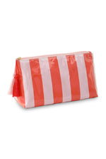 Striped Print Large Capacity Clear Makeup Bag: Red