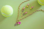 Serena Tennis Racket Enamel Huggie Hoop Earrings