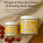 Manuka Honey + Rosehip Tallow Body Butter – Deeply Nourishing & Repairing Natural Skincare: 9oz