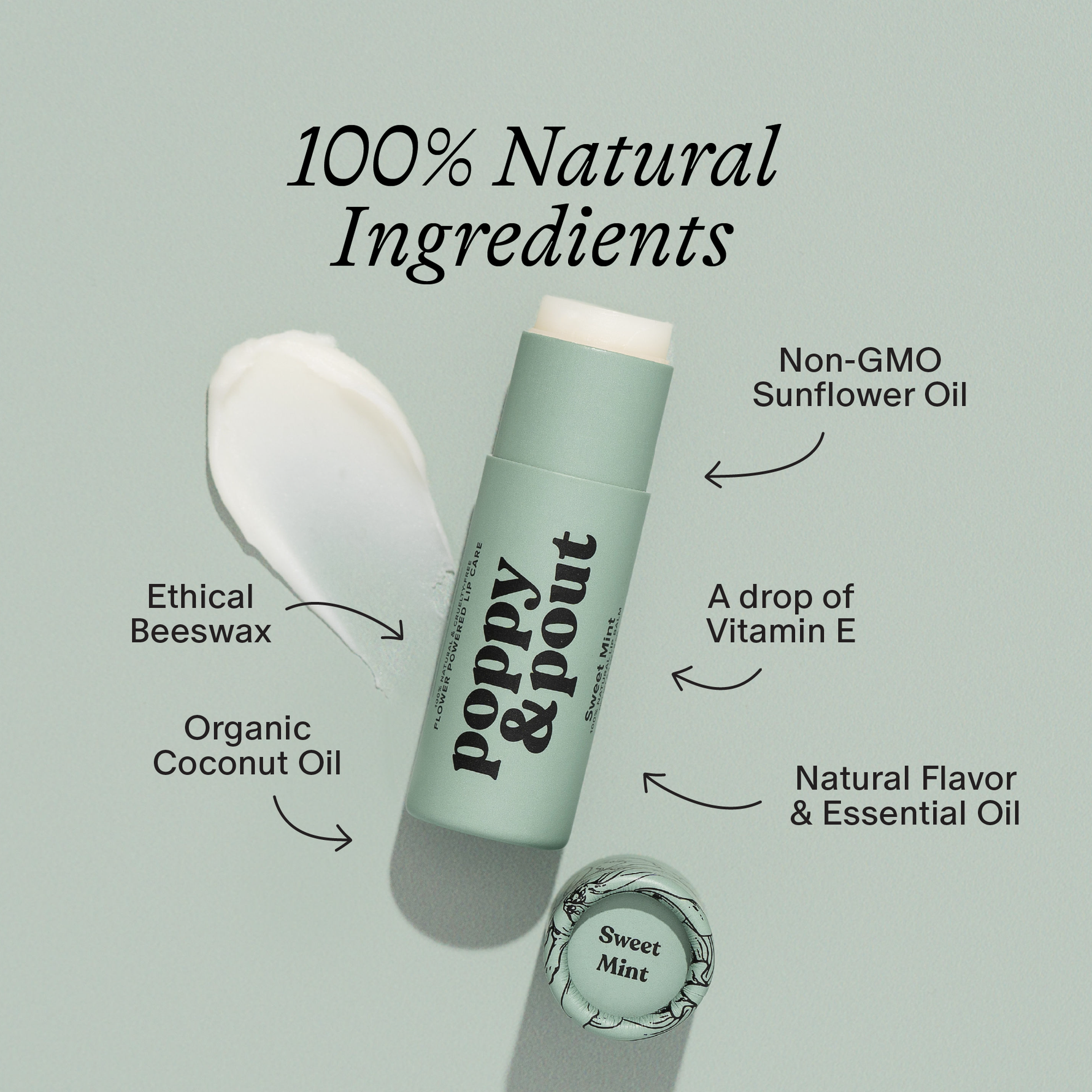 Poppy & Pout Lip Balm, Sweet Mint