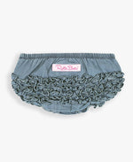 Baby Girls Light Wash Denim Woven RuffleButt Bloomer: Blue / 2T