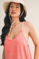 Mineral Wash Play Dress: Coral / L
