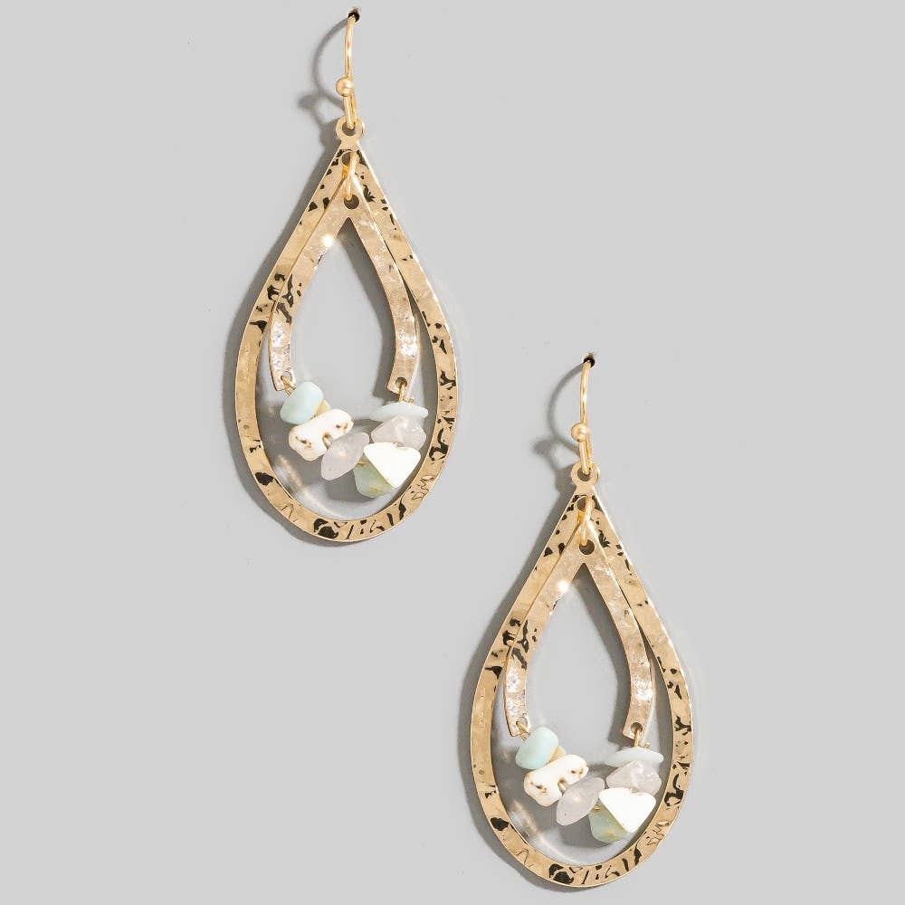 Hammered Layered Teardrop Cutout Earrings