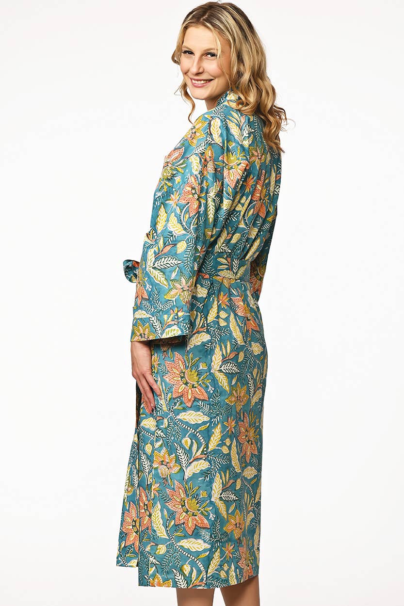 Lalita Block Print Kimono Robes: Indigo