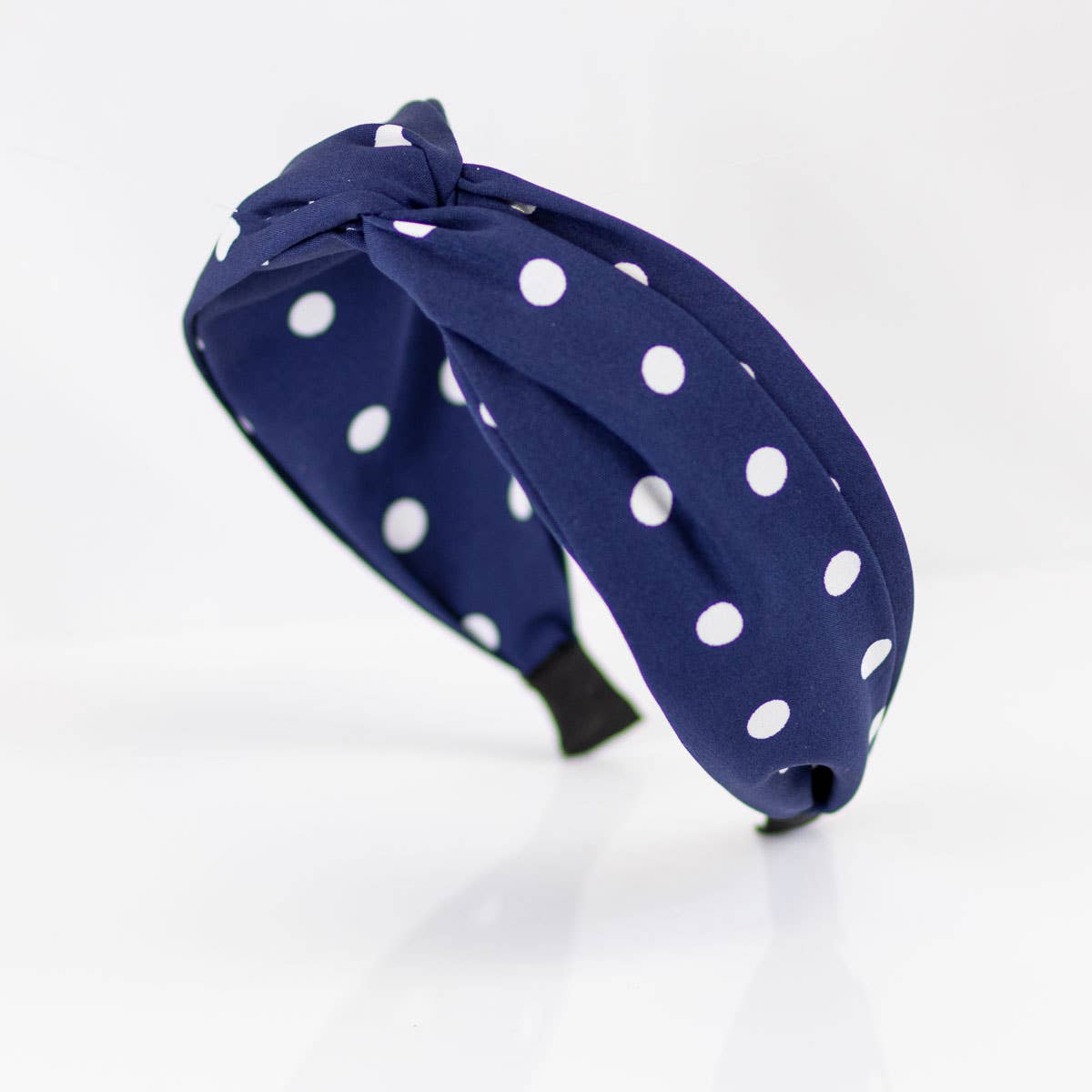 Polka Dot Twisted Headband   Navy/White   One Size