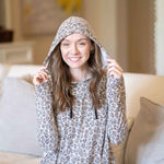 Leopard Brushed Hacci Hoodie   Brown/Black: Small