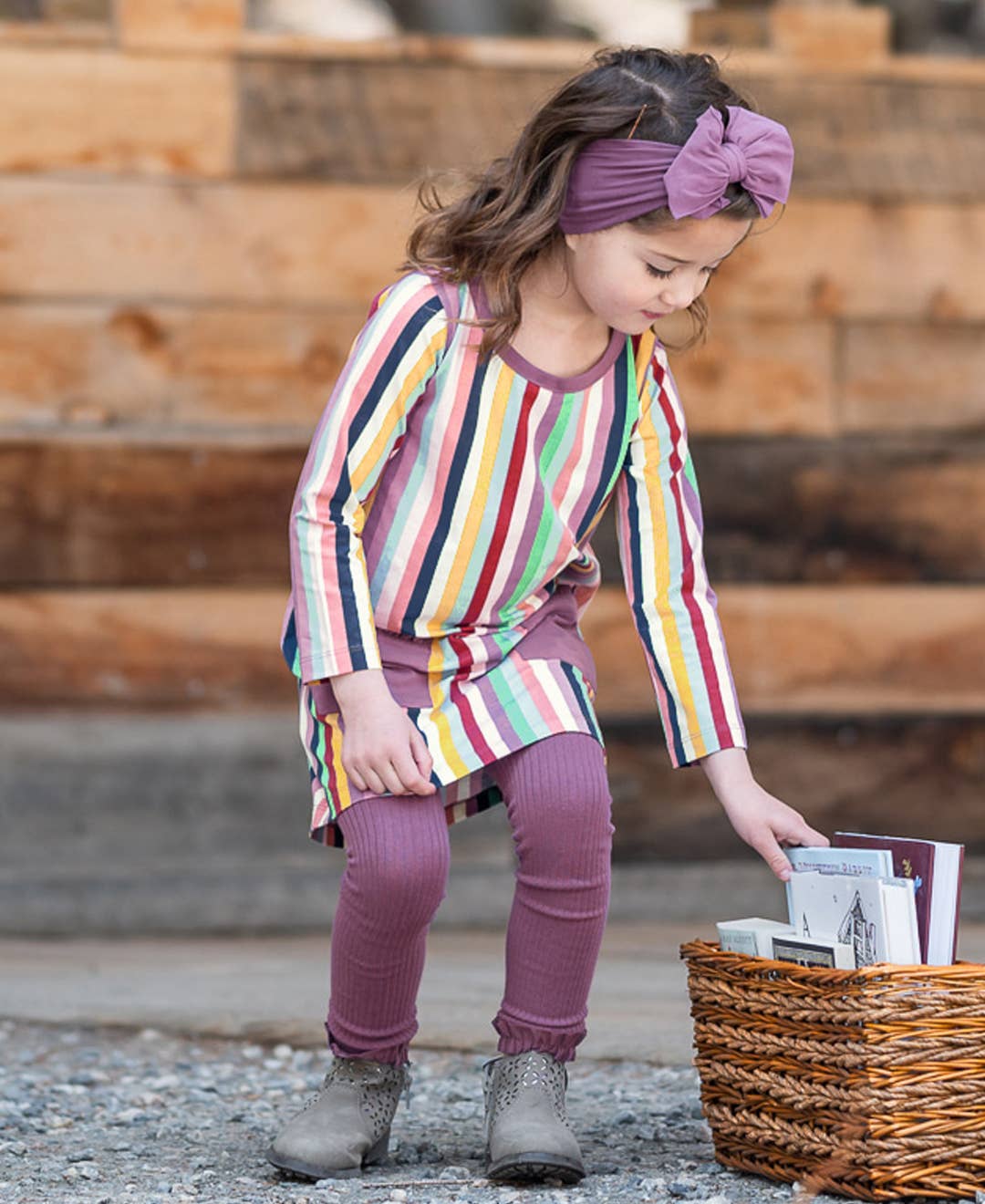 Girls Vintage Violet Rib Knit Footless Ruffled Tights: 12-24m