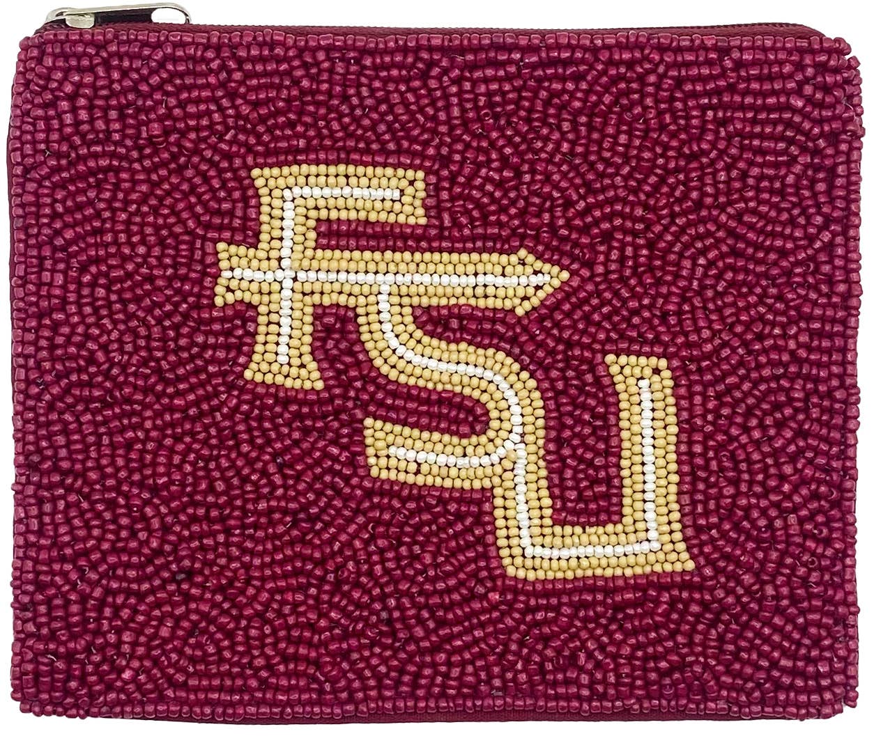 BURGUNDY FSU BEADED POUCH