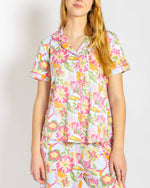Summer Bouquet Short Sleeve Button Up Sleep Shirt   Pink/Blue/Multi   -Asst.: XSmall