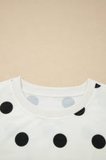 Plus Polka Dot Print Tank Split Mini Skort 2pcs Set: White / L
