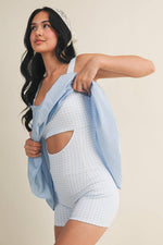 Gingham Print Double Layered Play Dress: Blue / S