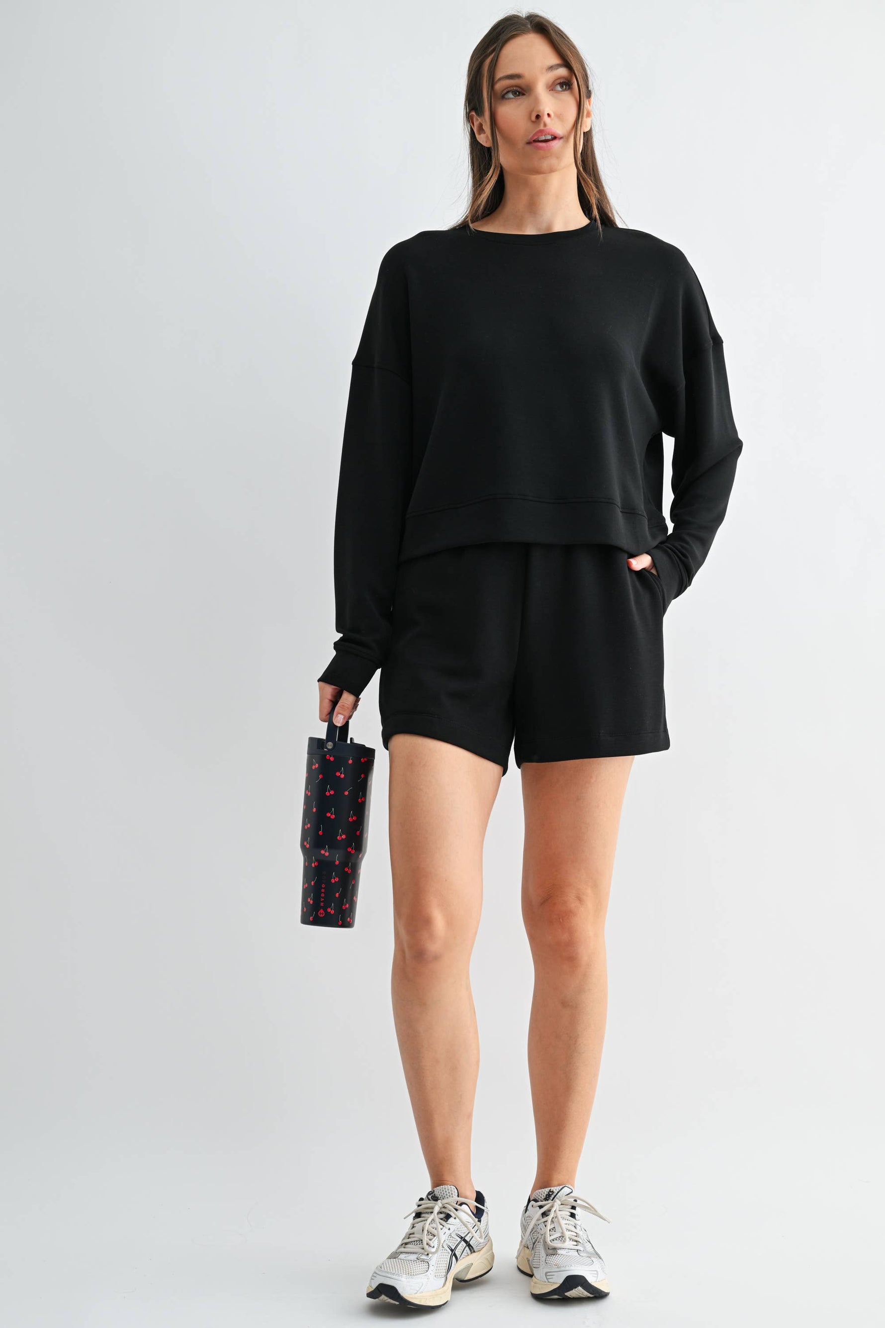 Laguna Dropped Shoulder Sweatshirt: Black