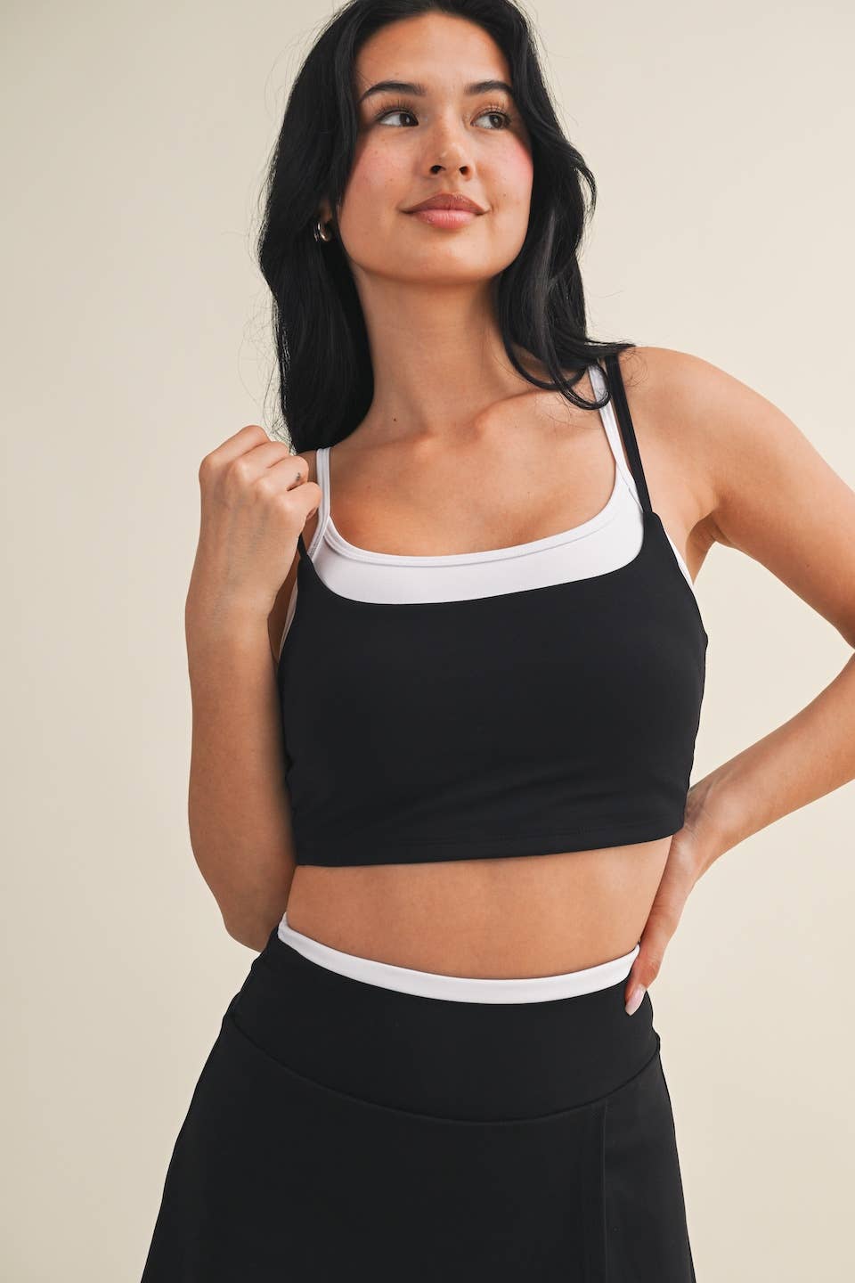 Double Layered Tank Top: Hot Pink Combo / M