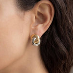 Gold Dipped Two Tone Knot Stud Earrings