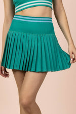Striped Band Detail Activewear Top & Skirt Set: SEA FOAM