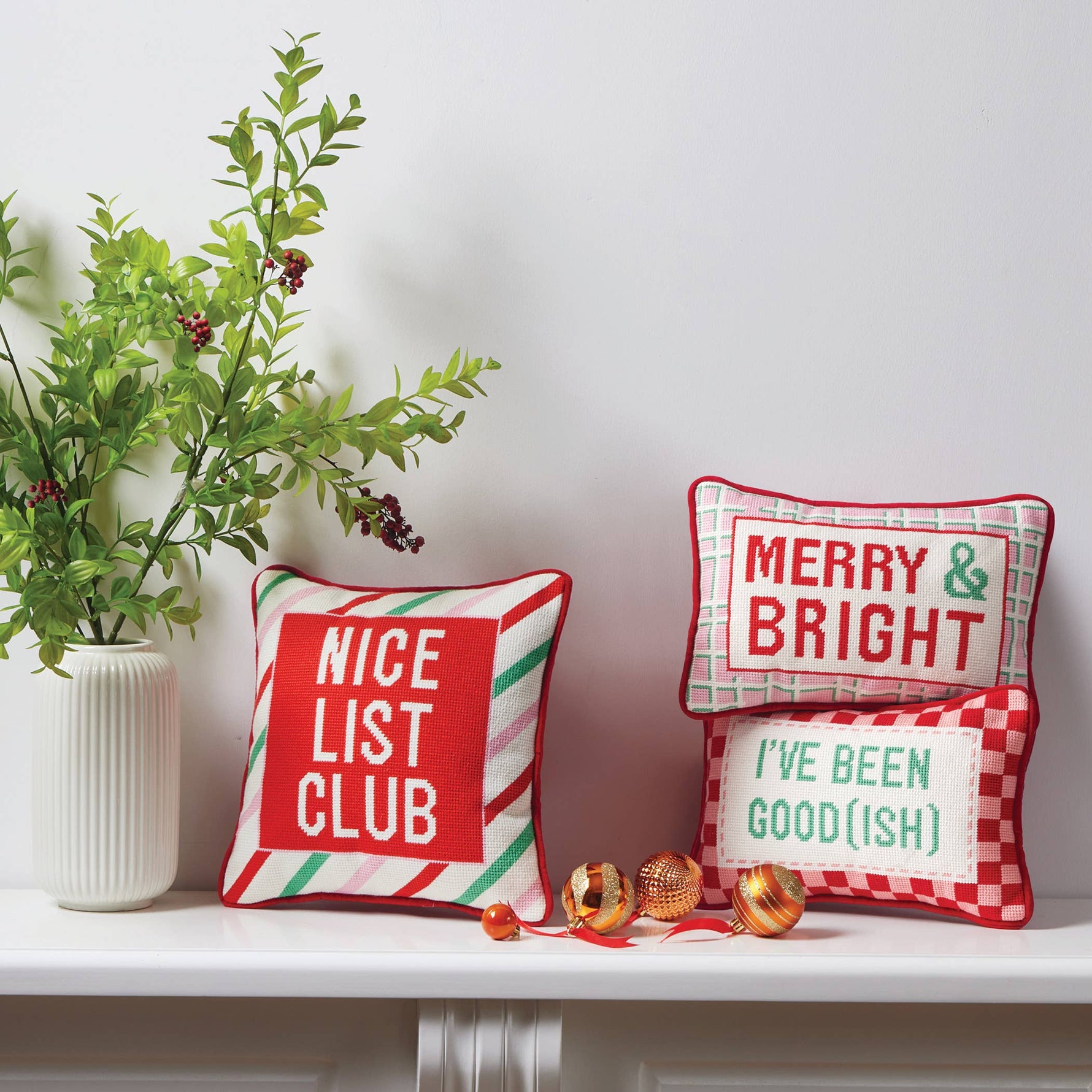 Until Proven Naughty Embroidered Pillow
