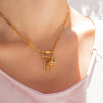 18K Gold PVD Paperclip Carabiner Necklace: Gold / 16+2"