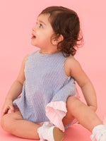 Baby Girls Blue Seersucker Ruffle Swing Top & Bloomer Set: Blue / 12-18m