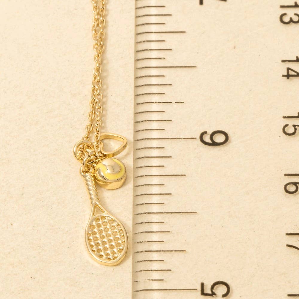 Secret Box Gold Dipped Tennis Theme Pendant Necklace