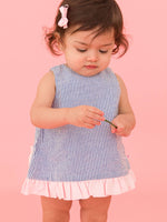 Baby Girls Blue Seersucker Ruffle Swing Top & Bloomer Set: Blue / 2T