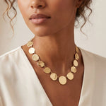 Large Gold Textured Coins Statement Necklace