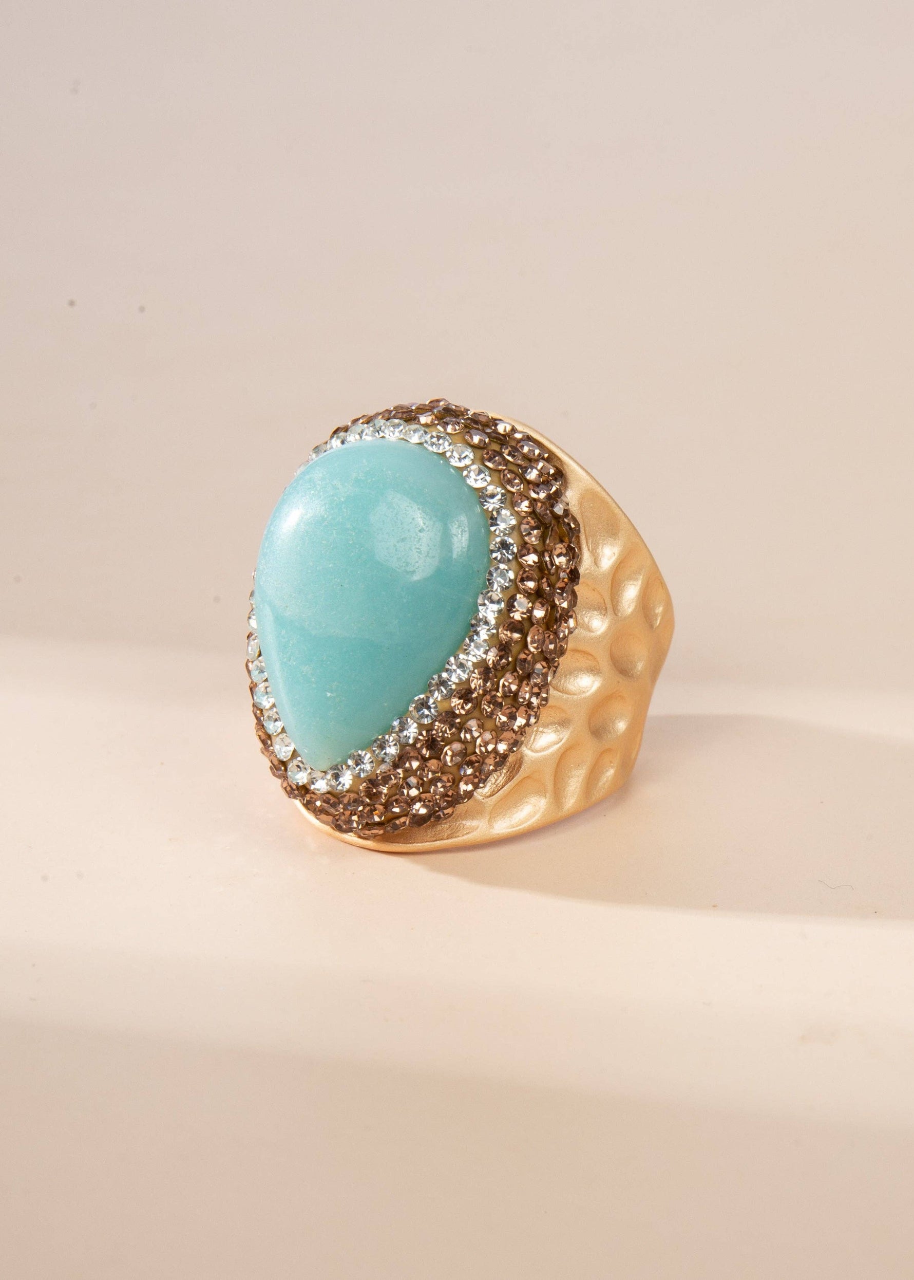 Amazon Stone Pavé Cocktail Ring  Gold