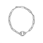 Stainless Steel Paperclip with Charm Keeper Chain Bracelet: Gold / 6.5"