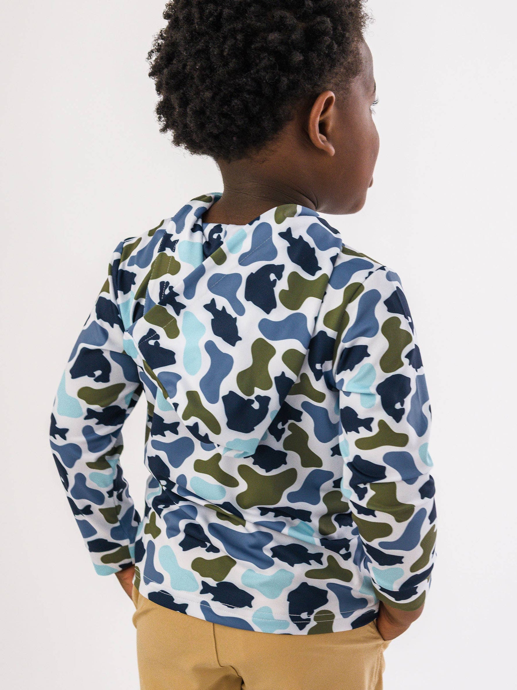 Boys Fish Camo Catch Performance Hooded Shirt: Multi-Color / 3T
