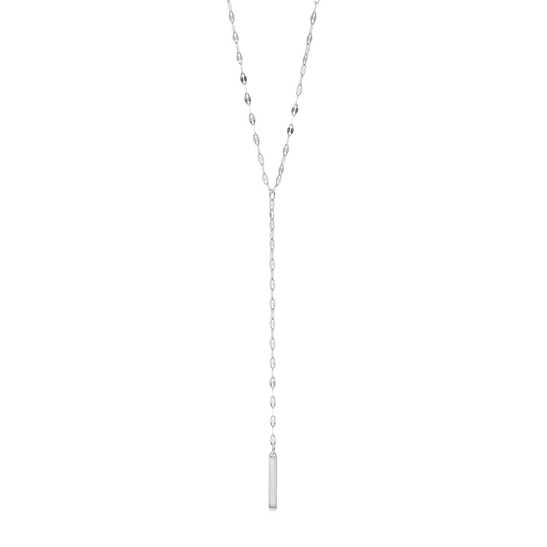 18K Gold PVD Stainless Steel Y-Shaped Blank Bar Pendant Lariat Necklace: Gold