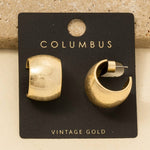 Vintage Gold Curved Wide Chunky Hoop Earrings: GOLD