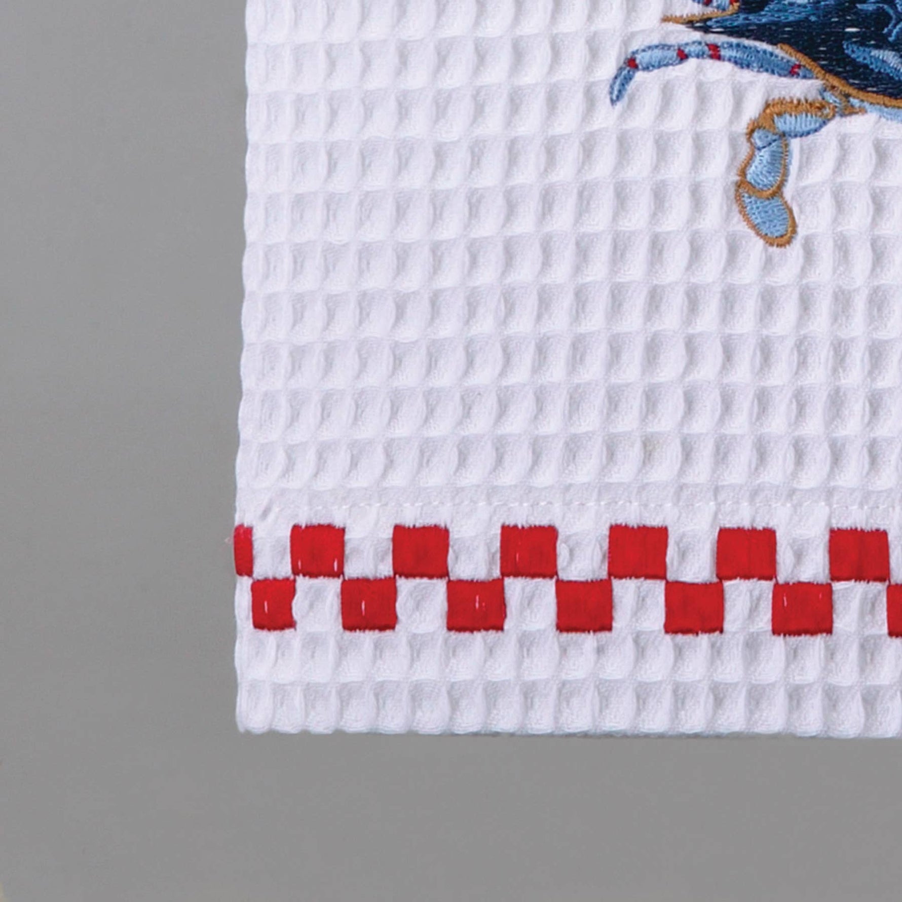 Blue Crab Waffle Weave Kitchen Towel