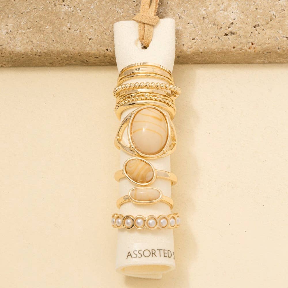 Assorted Twelve Piece Resin Ring Set