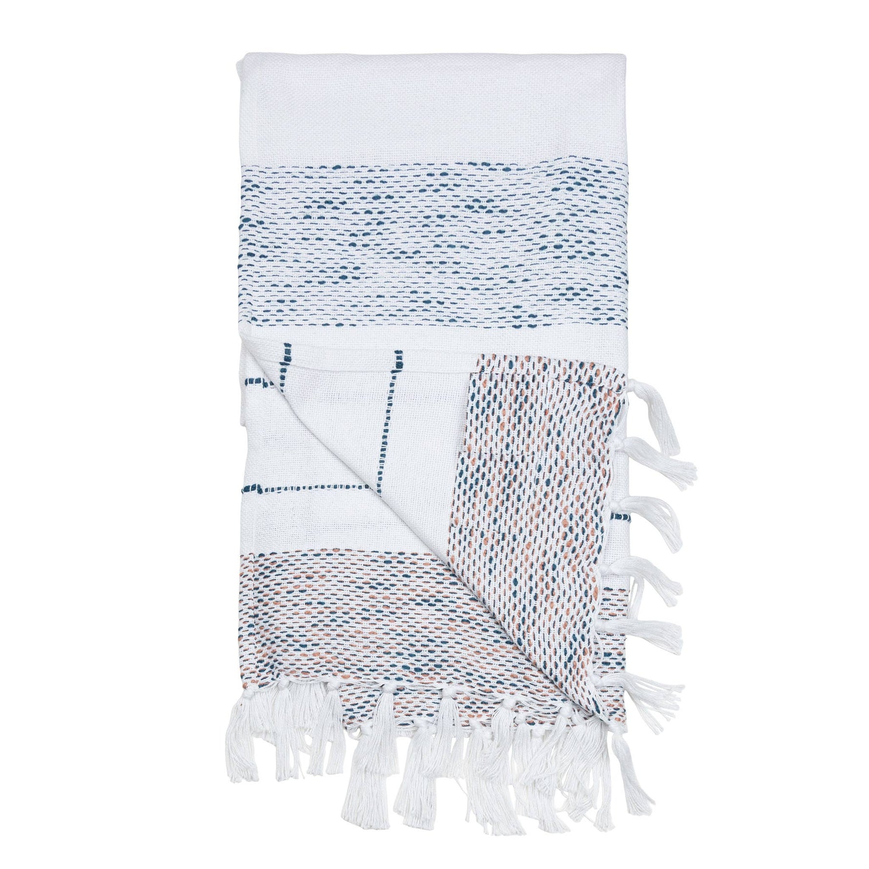 Tylanne 50x70" Indoor/Outdoor Recycled Woven Throw Blanket: Tidal Teal