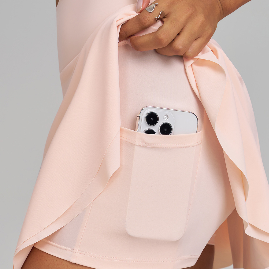 High-waisted pocket sporty short skirt: Pink / S