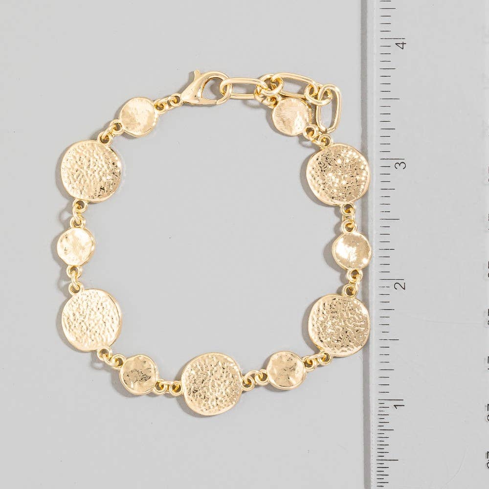 Metallic Hammered Coins Chain Bracelet