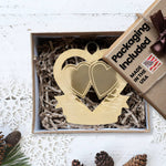 Engraveable Double Hearts Gold Wedding Anniversary Ornament