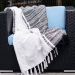 Genevieve 50x70" Indoor/Outdoor Recycled Woven Throw Blanket: Blue