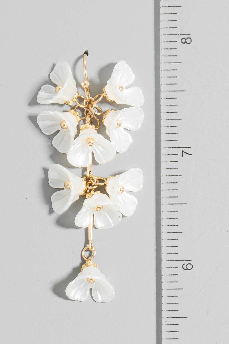 Pearly Flower Bar Chain Dangle Earrings
