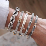 Luna Links – Silver Boho Bangles Collection: Caviar Texture - Two Tone